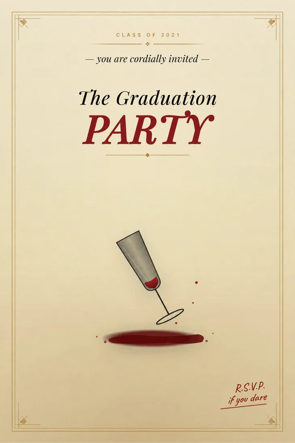 Murder at the Graduation Party – invitation artwork
